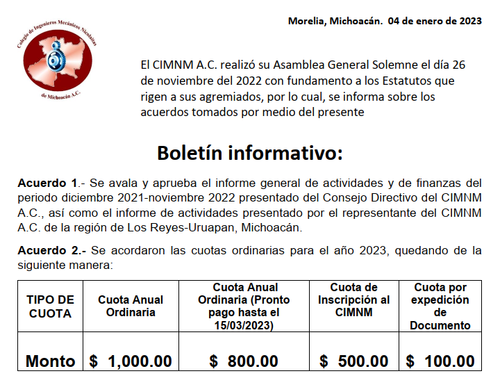 Acuerdos de asamblea